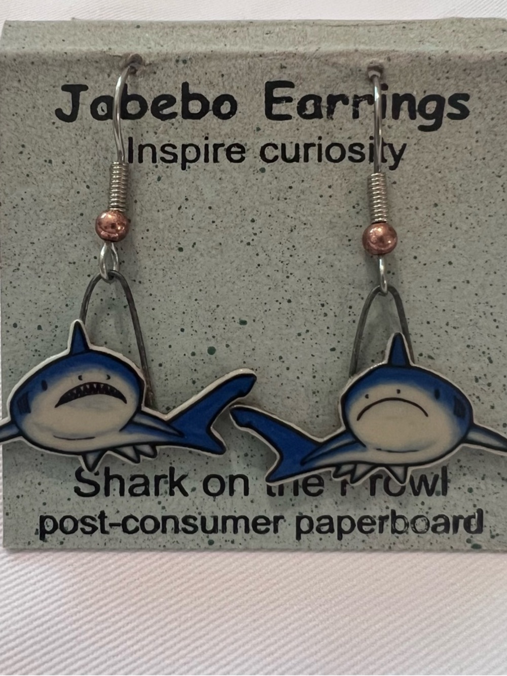 NWT Jabebo Shark On The Prowl Dangle Earrings Eco Friendly Sustainable